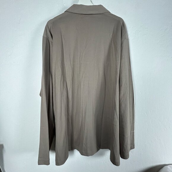 Uniqlo Mens AIRism Cotton Long Sleeve Pajama Shirt 3XL Khaki Button Down New - Picture 2 of 8